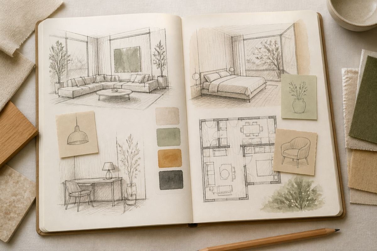 Sketchbook brief: room sketches and notes