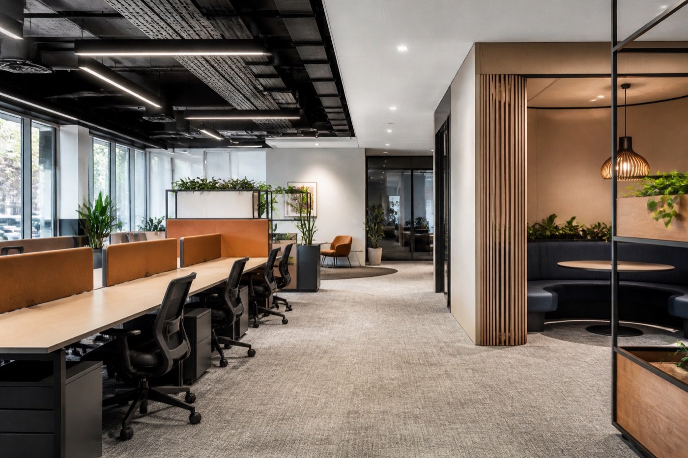 Finished open-plan commercial workspace